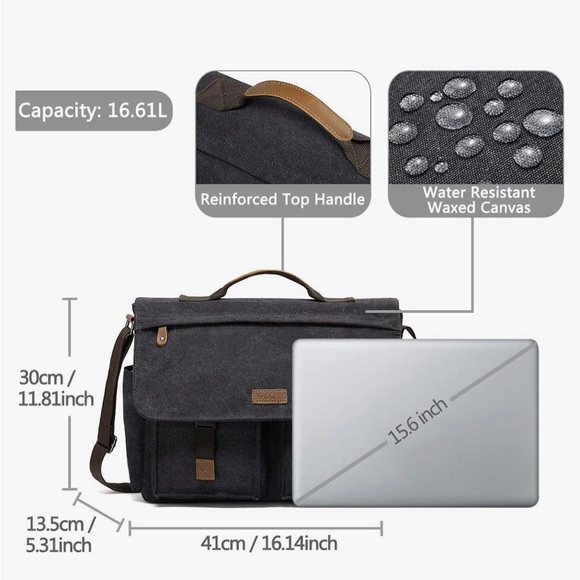 🆕 Vaschy Laptop Bag, NWT, Grey/Brown, Trendy - Picture 3 of 15